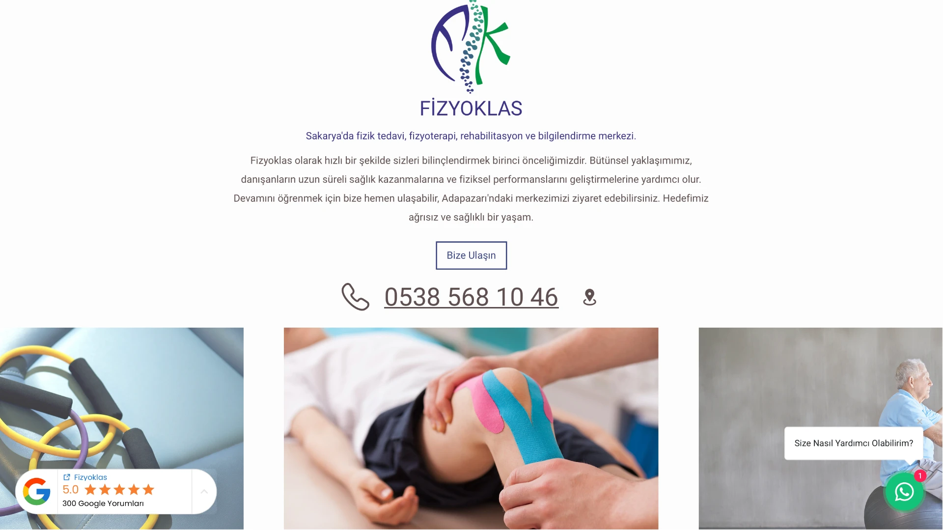 Fizyoterapi kliniği web sitesi ana sayfası — yerel SEO danışmanlığı